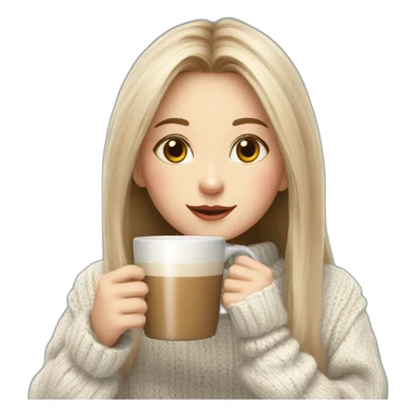 Rabbit girl in the sweater with cup of coffee sticker