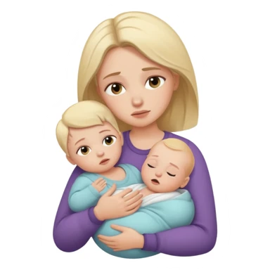 exhausted lady with baby sticker