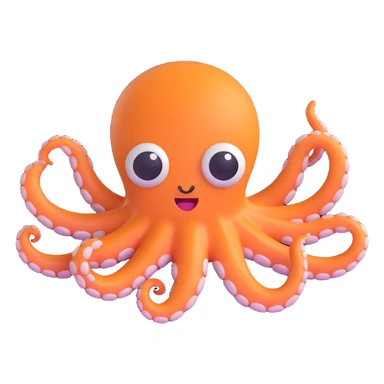 octopus, 3D emoji style sticker