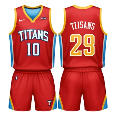 red, yellow, white titans basketball jersey with no blue sticker