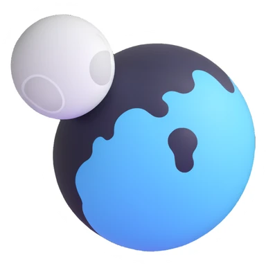 Pluto with icy blue and white surface sticker