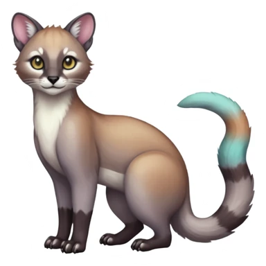 Colorful dark tropical soft smooth silky pastel white glorious iridescent divine exotic cute cool beautiful beautiful fantasy-caracal-civet-genet-sergal-vernid-Cacomistle-Trico-oncilla-animal-Fakémon-hybrid-fursona (full body) sticker