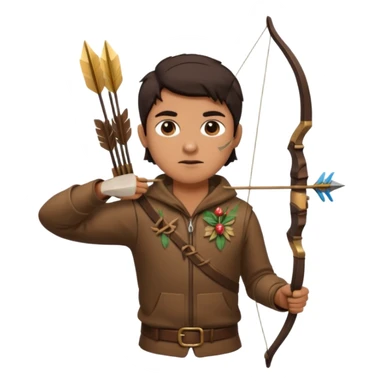 The classic hunter image with a bow and arrow on his back, dressed in brown with some animal made decorations sticker