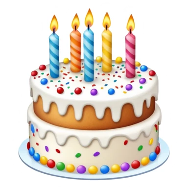 birthday cake with candles and confetti sticker