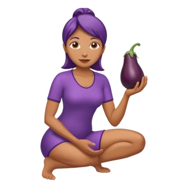 Mulher ajoelhada,com uma berinjela na mão,só uma berinjela sticker