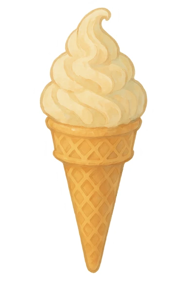 icon of an ice cream cone, soft colors, painterly sticker