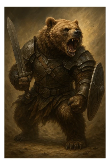 oso guerrero, warrior bear, fierce and strong, detailed, dynamic pose sticker