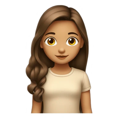 Niña de 8 años con pelo largo liso marrón sticker