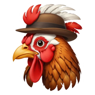 rooster wearing flat hat sticker