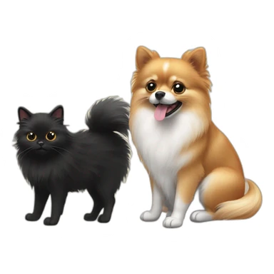 pomeranian, black cat and mouse sticker