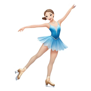 An icon featuring a graceful figure skater performing a spin on the ice. The background includes a grand ice rink palace with shining spotlights and cheering spectators in the stands. Transparent background highlights the elegance and artistry of figure skating sticker