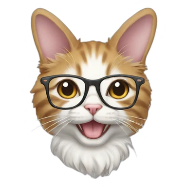 cat with rabbit tooth and glasses sticker