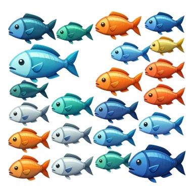 нарисуй мне пак рыбок для майнкрафта 1.20 которые уже в  инвентаре  а не плавают sticker