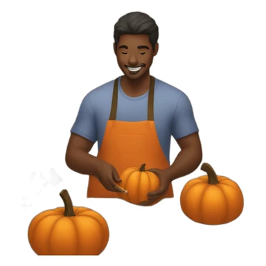 Guy painting pumpkins sticker