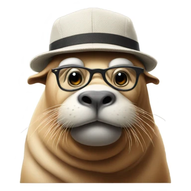 walrus snapback hat glasses sticker