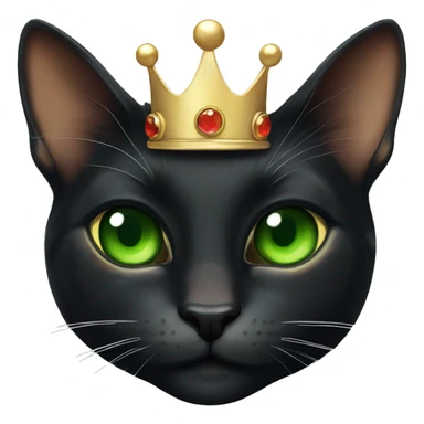 tortoiseshell black cat green eyes with crown on sticker