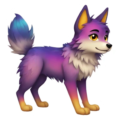 Colorful emo-Sparkle-wolf-fursona full body sticker