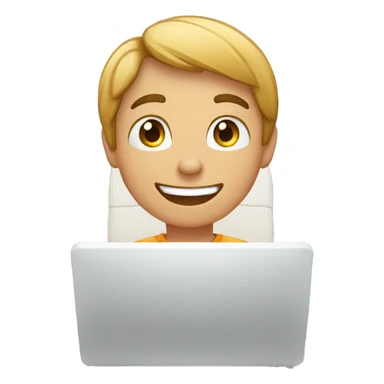 A boy in front of the computer who is happy  sticker