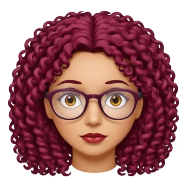 hispanic women with brown eyes and clear glasses and burgundy curly hair sticker