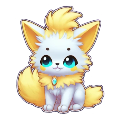 Anthro Fluffy Cool Cute Magical Elemental Shiny Colorful Neon Vibrant Colors Sparkle Kemono-style Chibi Fantasy-Animal-Fakémon-Pokémon-Hybrid Fur Sona Aesthetic Full Body Sticker sticker