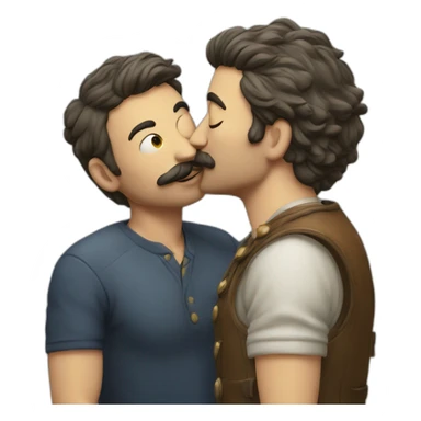  man kissing a  fair guy with moustache sticker