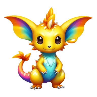 Exotic shiny rare multi-colored epic cute Fakémon-creature, full body, with random markings sticker