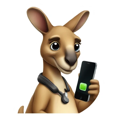 a kangaroo with a phone  sticker