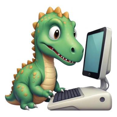 computer working sad dinosaur  sticker