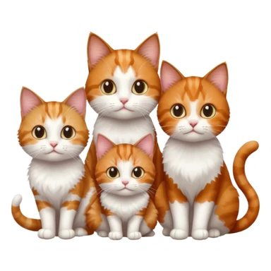 3 sibling cats each are various different natural colours; 1 is ginger and white, the next is brown tabby and white and the third is a calico sticker