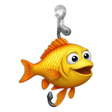 Fish on a hook sticker