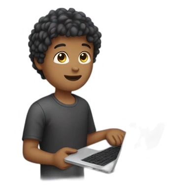 Boy having laptop in hand sticker