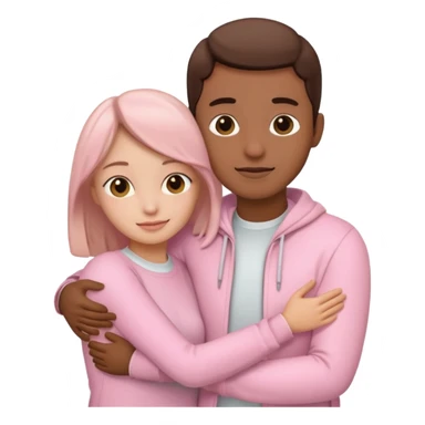 Two people hugging wearing light pink sticker