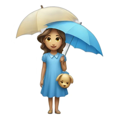 a dreamy girl а with an open blue umbrella sticker