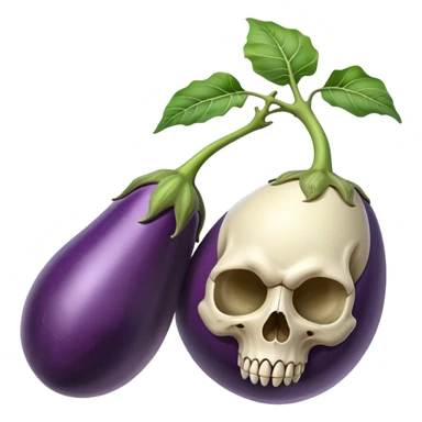 A skull and and two big eggplants sticker