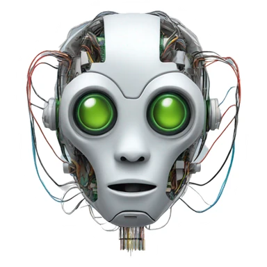 Alien robot head with wires and circuits sticker