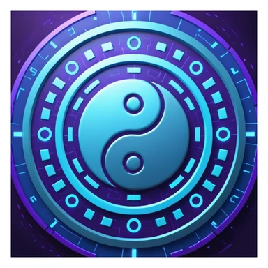 制造几张八卦图 要有时髦感 现代感 科技感 抛开传统感觉"Quantum tech BaGua diagram, yin-yang as flowing particles in neon blue and violet, surrounded by glowing hexagrams in cyberpunk style, holographic interface background with binary code floating, ultra-detailed 8K render --ar 16:9 --v 6" sticker