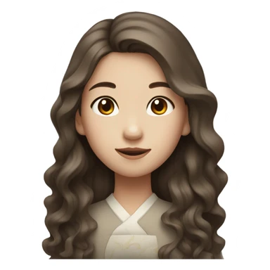 a girl with WHİTE skin LONG BROWN WAVY hair  chinese girl BROWN hair  sticker