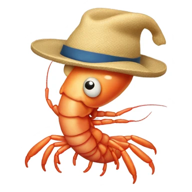 Shrimp with a hat sticker