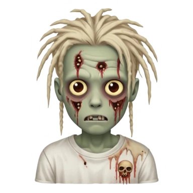 a zombie boy with a dreadlocks hair and a white t shirt  sticker