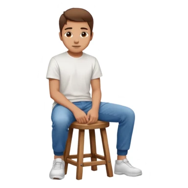 a person sitting on stool with full face backward turn

 sticker