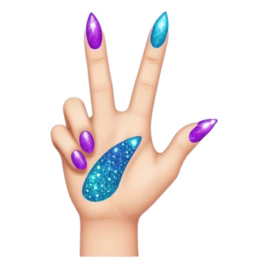 Glitter Roxo e Ciano Mão apontando para direita sticker