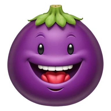 Smiley face with eggplant in its mouth sticker