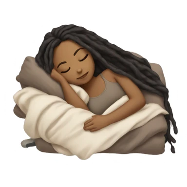Brown girl with black brown ombré dreadlocks hair and light skin sleeping with blanket on sticker