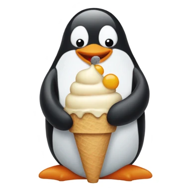Penguin eating ice cream sticker