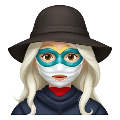 masked Women with hat long white hair  sticker