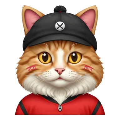 cat with black cap and red jersey sticker