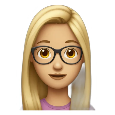 a girl with fair long straight hair with glasses sticker