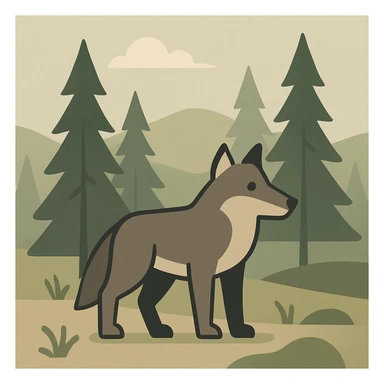 Flat design style wolf in the forest sticker