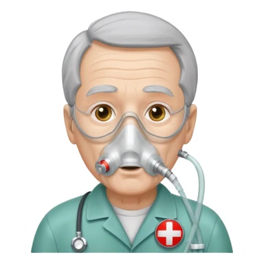 old man with simple ambulance oxygen mask  sticker