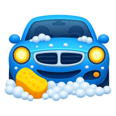 Remove the background so only the car and bubbles remain. The style should resemble emoji style for use as an icon. sticker